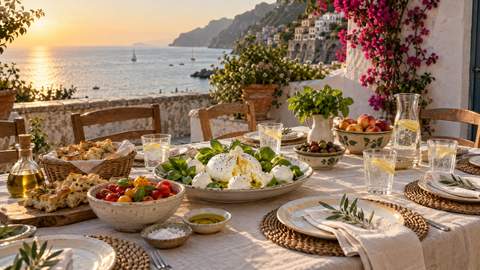 Seaside aperitivo table, made with Iris Generate