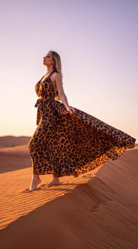 Silk wrap on a desert dune, made with Iris Generate