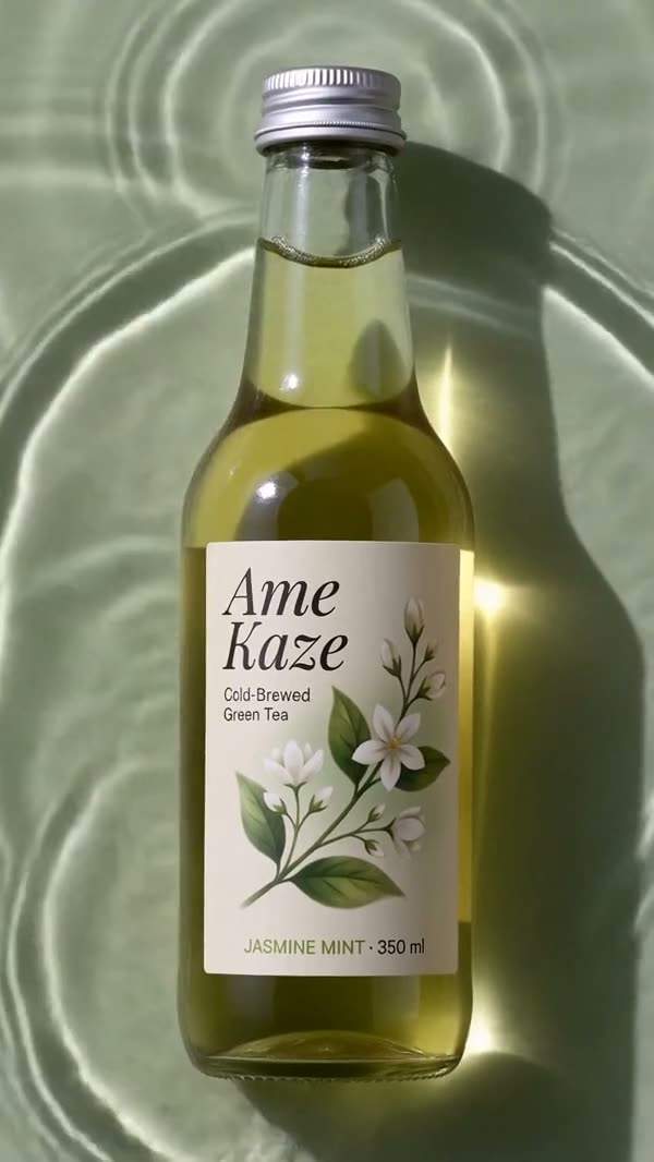 Cold-brewed green tea in rippling water: a Studio video template